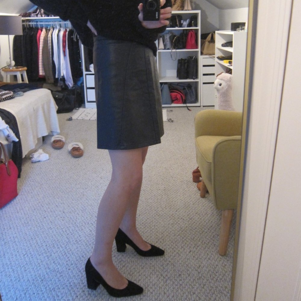Zara Faux Leather Mini Skirt S Navy Blue New